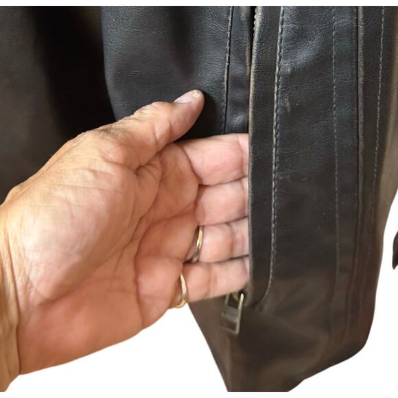 LEVIS Black Vegan Leather Zip-Up Mens Moto Biker Bomber Jacket Size XXL - Picture 8 of 16